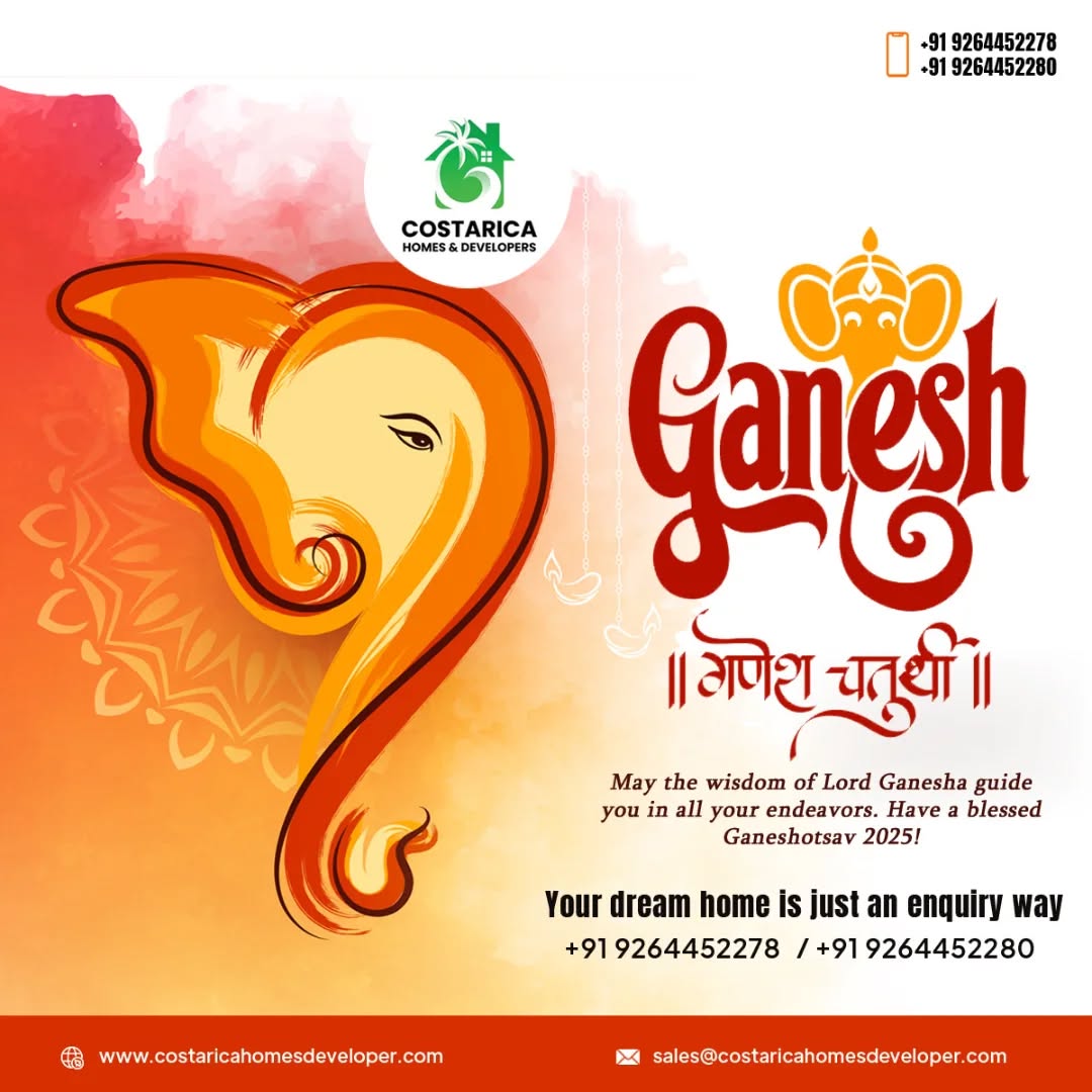 β¨π Wishing you a blessed Ganesh Chaturthi! ππ
May the wisdom of Lord Ganesha remove all obstacles and bring happiness, prosperity, and success to your life. πΈβ¨
This festive season, let us help you find your dream home thatβs just an enquiry away!
Celebrate new beginnings with Costarica Homes & Developers.
π +91 9264452278 | +91 9264452280
π www.costaricahomesdeveloper.com
π§ sales@costaricahomesdeveloper.com
#GaneshChaturthi2025 #Ganeshotsav2025 #LordGanesha #NewBeginnings #DreamHome #FestiveSeason #HomeSweetHome #CostaricaHomes #RealEstateIndia #HomeForLife #GanpatiBappaMorya #BlessedHome #PropertyInvestment #HomeGoals